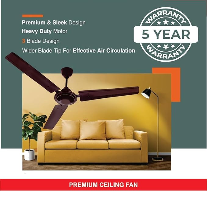 SPINKS  SERIES-4 COPPER 1200 mm Ceiling Fan for Home | BEE Star Rated Energy Efficient Fan | Superior Air Delivery | HighSpeed | 5 Years Warranty | (Lustre Brown), Pack of 1