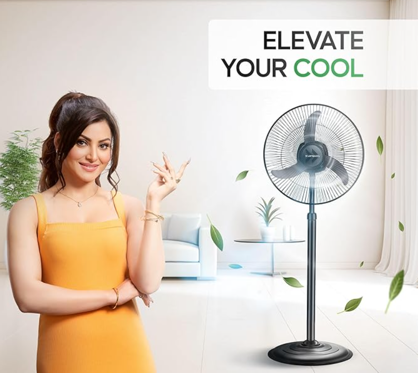 SPINKS OSCILLATION MOVING High Speed 2400 RPM Mark-2 (16 Inches) 400 MM Bullet Fan/Pedestal Fan/Farrata Fan With Adjustable Height with X-Flow with 5 Year Manufactured Warranty (BLACK SILVER)