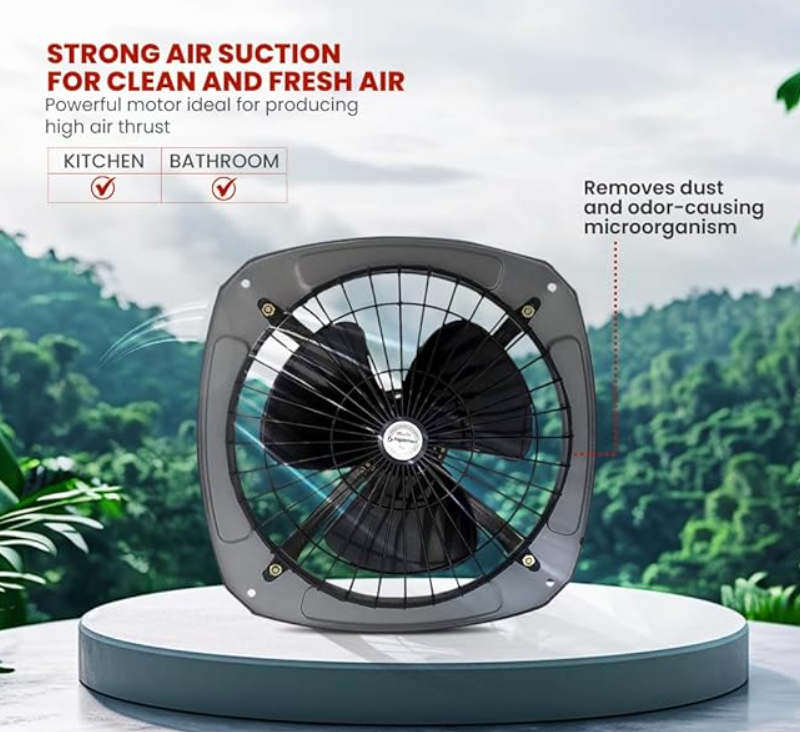 SPINKS Heavy Duty Fresh Air Metal Exhaust Fan/Ventilation Fan For Kitchen, Bathrrom, Office 9 Inch 225MM | (Metallic GREY)